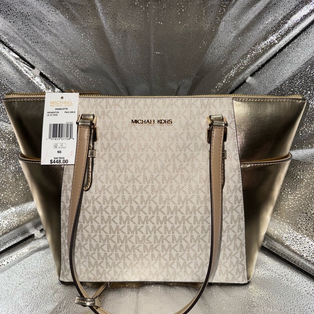 Michael Kors (NWT): Metallic and Cream Tote Bag